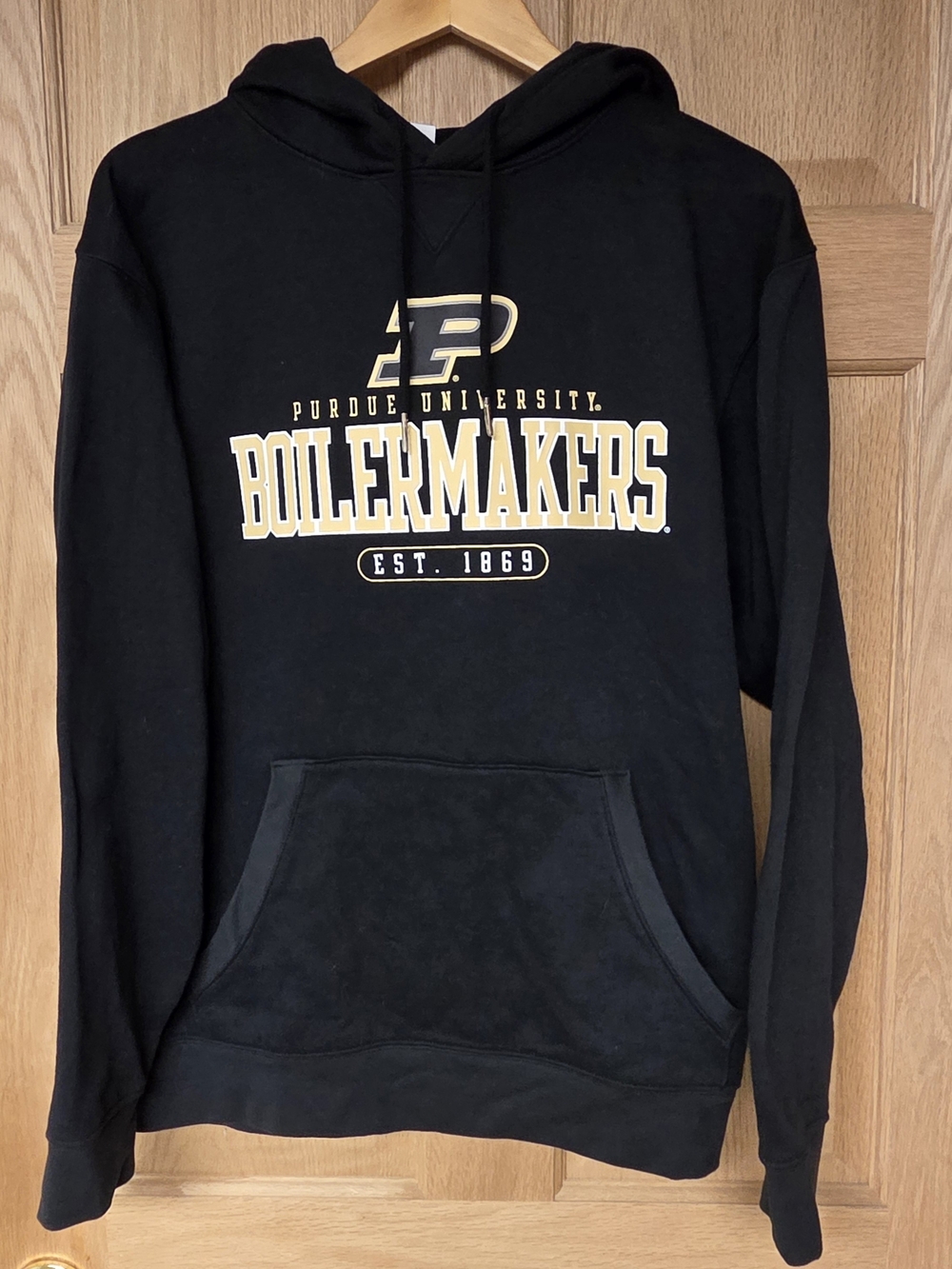 Pro Edge Black Pullover Hoodie with Purdue Logo Medium